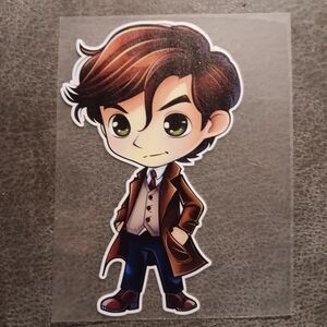 Dr Who Chibi Character Sticker with Brown Coat